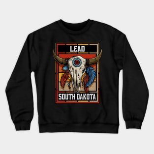 Lead South Dakota Native American Bison Skull Crewneck Sweatshirt